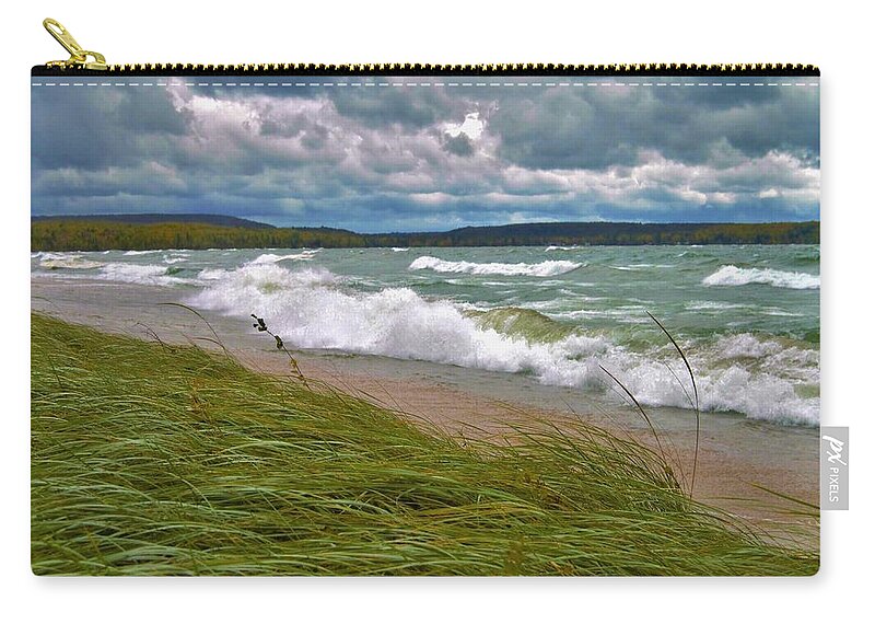 Field Of Green Zip Pouch featuring the photograph Field of Green on Lake Superior by Tom Kelly