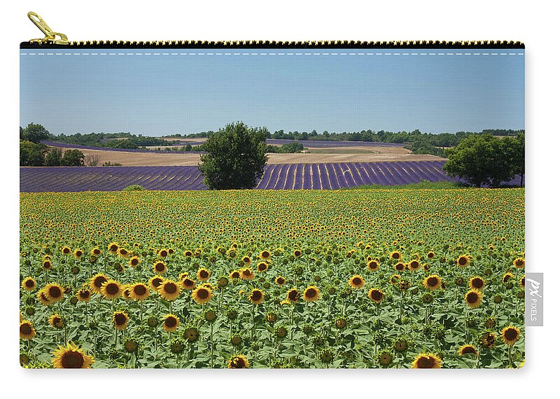 Outdoors Zip Pouch featuring the photograph Field Of Sunflowers by Kepler13