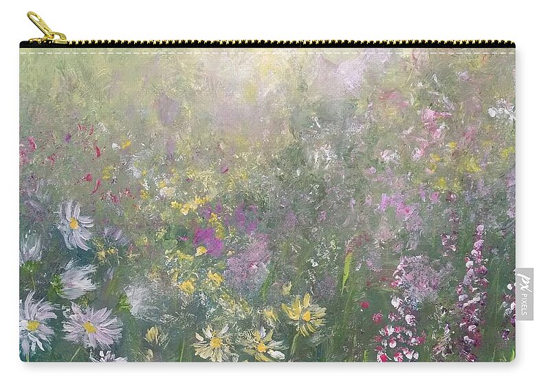 Wildflowers Zip Pouch featuring the painting Field of Wildflowers 3 by Helian Cornwell