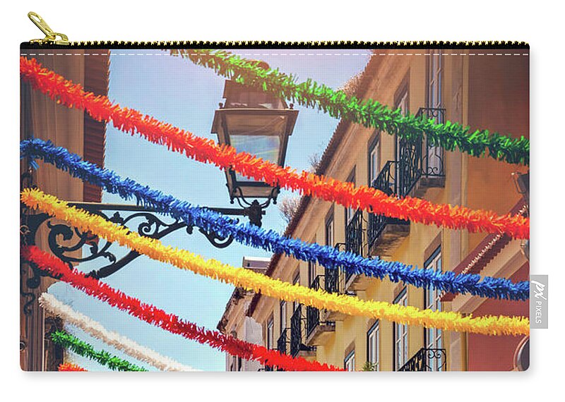 Lisbon Zip Pouch featuring the photograph Fiesta Season Bairro Alto Lisbon Portugal by Carol Japp
