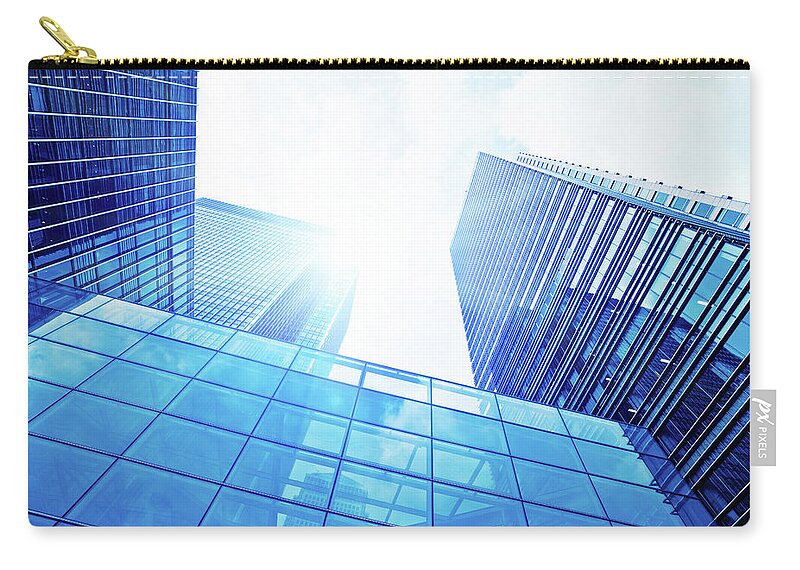 Working Zip Pouch featuring the photograph Financial District Glass Skyscraper by Zodebala