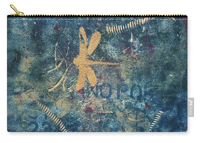 Blue Zip Pouch featuring the mixed media Finding Each Other / 234 by Susan Richards