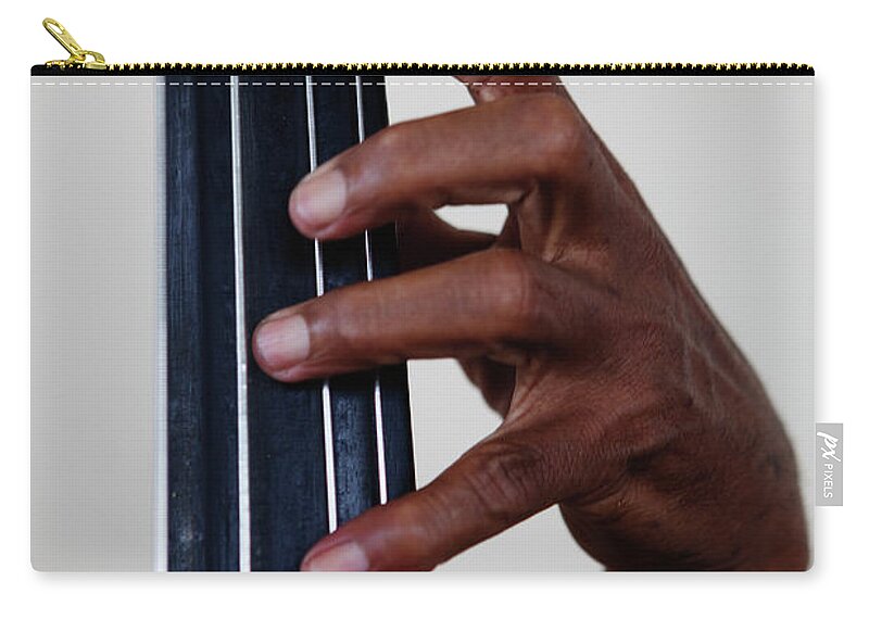 People Zip Pouch featuring the photograph Fingers On A Double Bass by Russell Monk