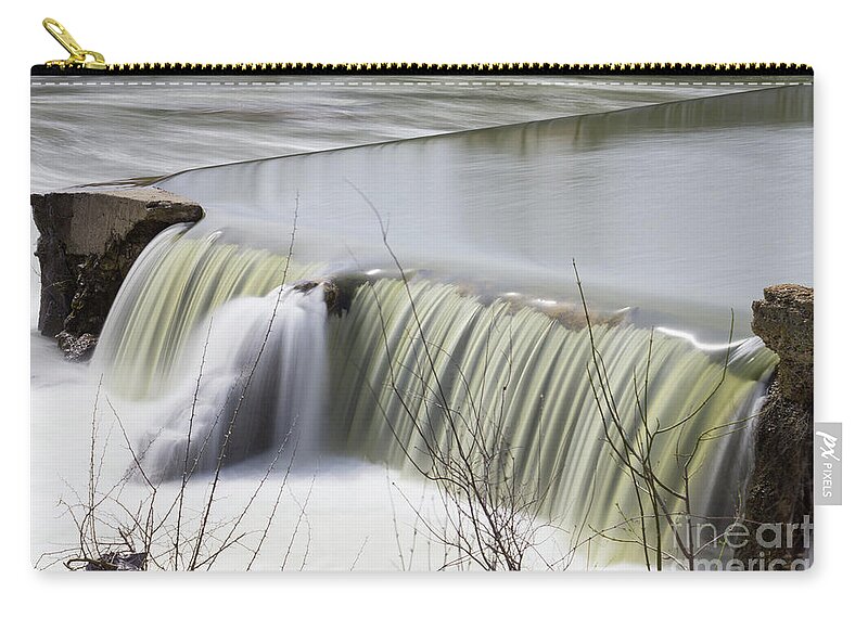 America Zip Pouch featuring the photograph Finley River Dam Waterfall by Jennifer White