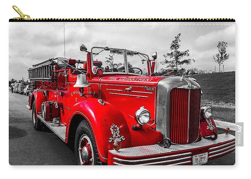 Fire Truck Zip Pouch featuring the photograph Fire Engine by Chris Montcalmo