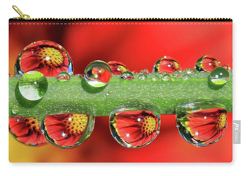Water Drops Zip Pouch featuring the photograph Firey Drops by Gary Yost