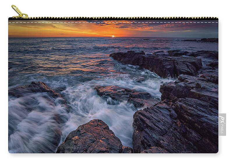 Maine Zip Pouch featuring the photograph First Light at Marginal Way by Kristen Wilkinson