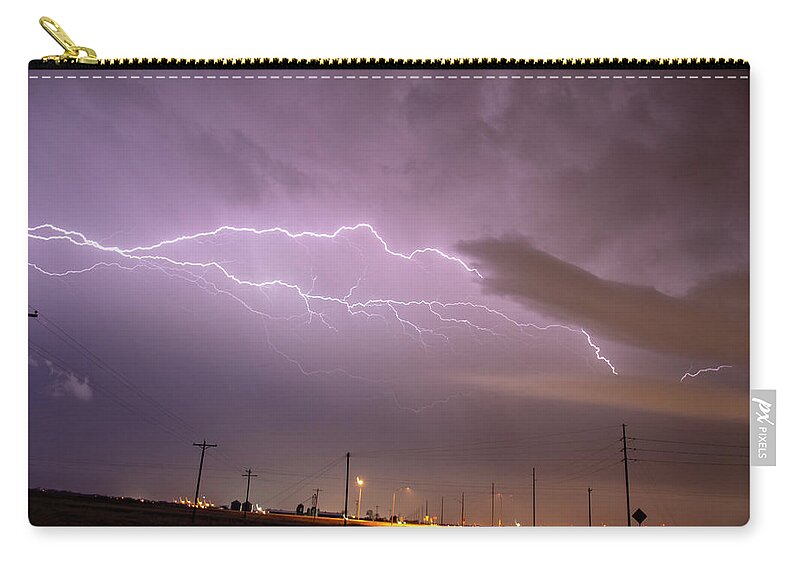 Nebraskasc Zip Pouch featuring the photograph First Lightning Captures of 2019 007 by Dale Kaminski