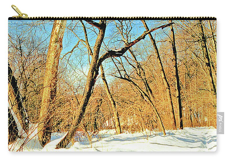 Tracks Zip Pouch featuring the photograph First Tracks in New Snow by A Macarthur Gurmankin