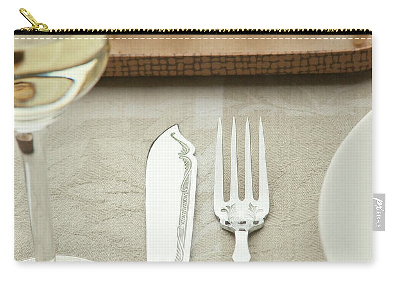 Fish Knife And Fork Set At Table Setting Zip Pouch by Bill Boch 
