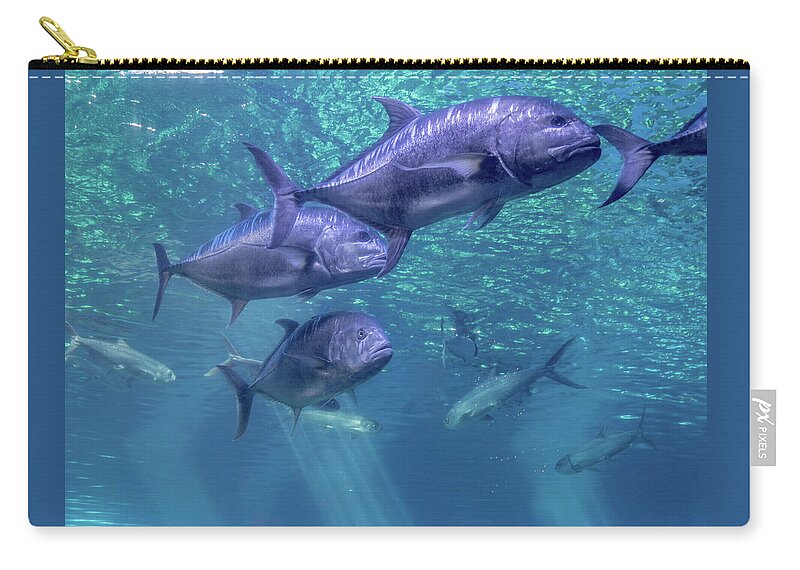 Hawaii Zip Pouch featuring the photograph Fish on the Run by G Lamar Yancy