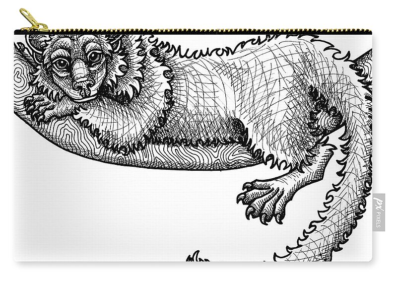 Animal Portrait Zip Pouch featuring the drawing Fisher by Amy E Fraser