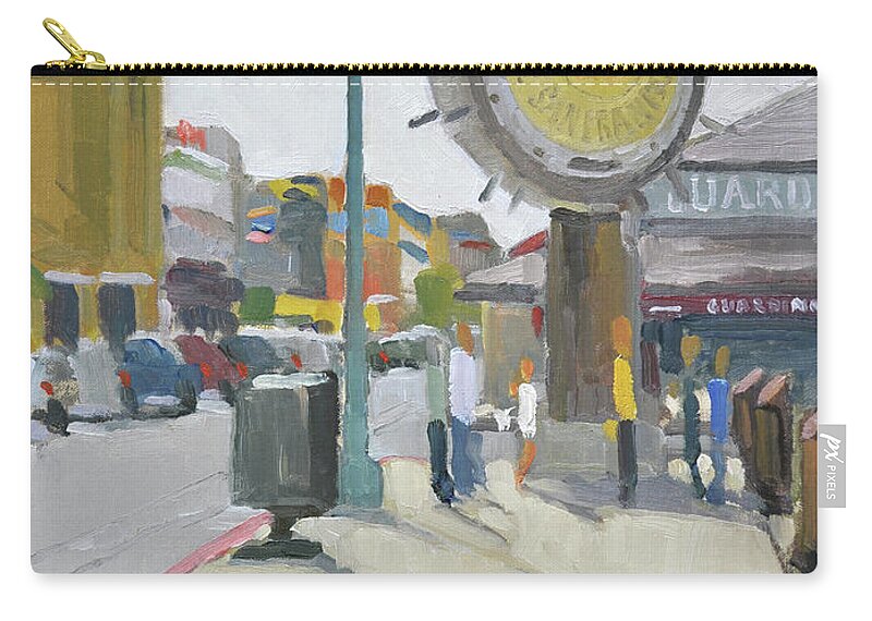 Fisherman's Wharf Zip Pouch featuring the painting Fisherman's Wharf San Francisco California by Paul Strahm