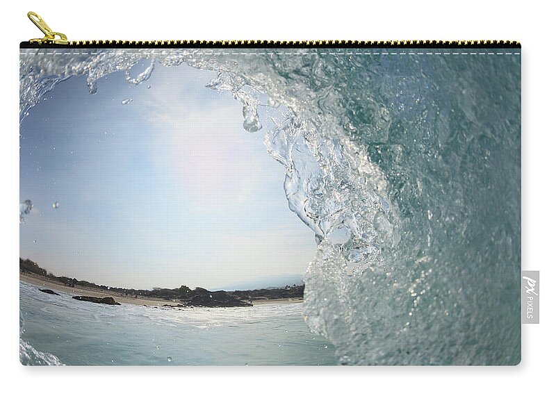 Curled Up Zip Pouch featuring the photograph Fisheye View Of Wave Breaks At Kua by Stuart Westmorland / Design Pics