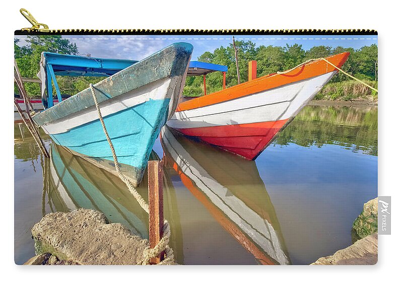 Trinidad Zip Pouch featuring the photograph Fishing Pirogues by Nadia Sanowar