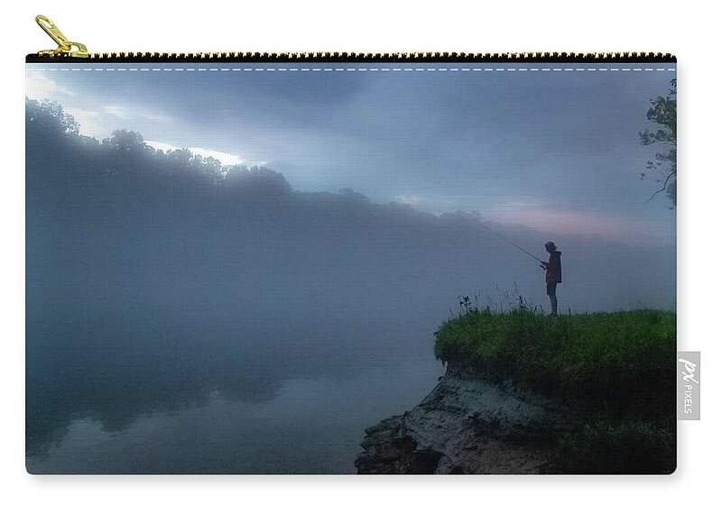 Fishing Zip Pouch featuring the photograph Fishing the White River 2 by Joe Kopp