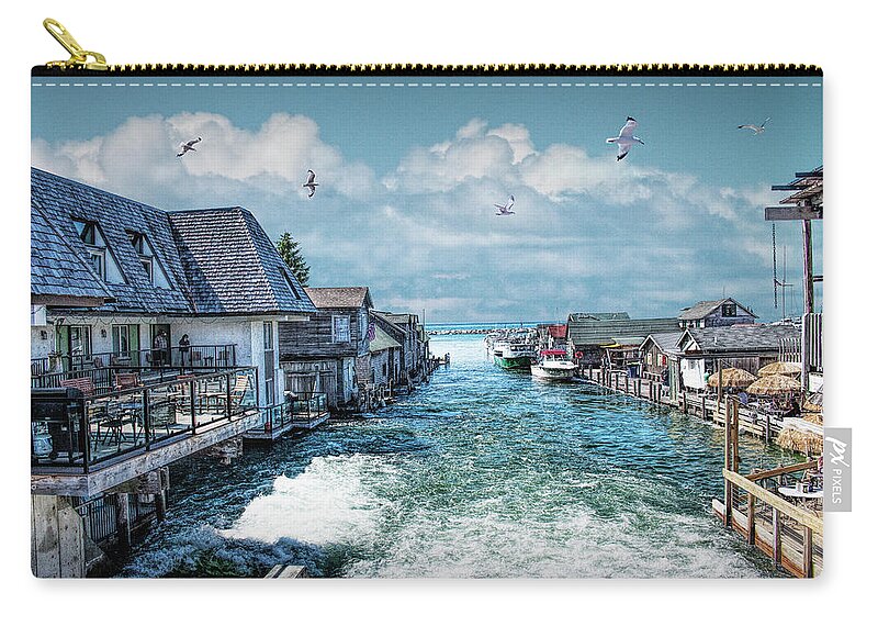 Vacation Zip Pouch featuring the photograph Fishtown in Leland Michigan by Randall Nyhof