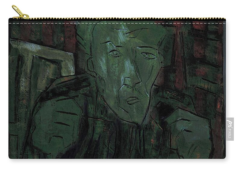 Face Zip Pouch featuring the relief Fists Portrait 7 by Edgeworth Johnstone