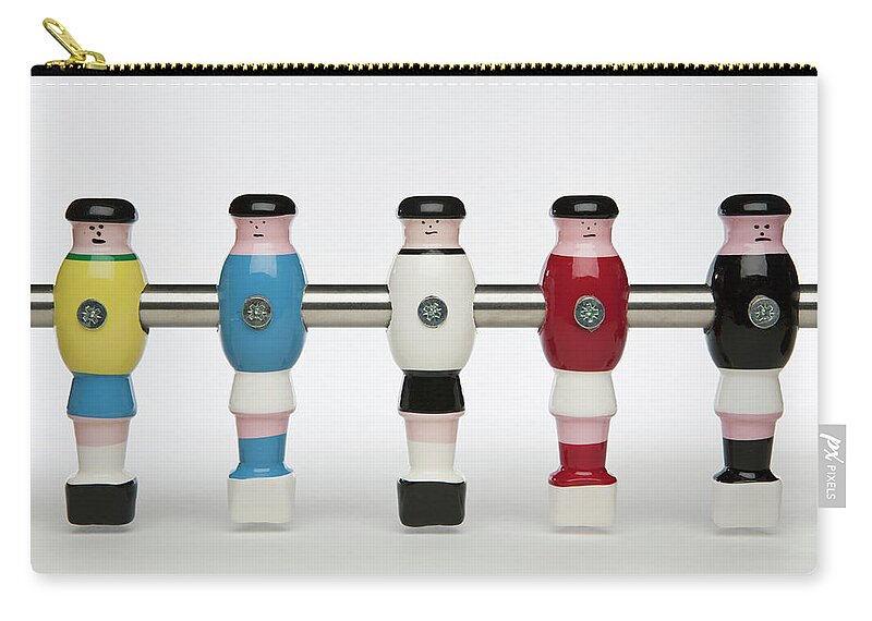 Five Objects Zip Pouch featuring the photograph Five Foosball Figurines Wearing by Caspar Benson