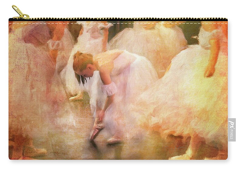 Ballerina Zip Pouch featuring the photograph Fixing the Ballet Shoe by Craig J Satterlee