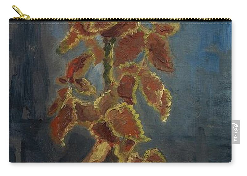 Oil On Canvas Zip Pouch featuring the painting Flame Nettle in a Flowerpot. by Vincent van Gogh -1853-1890-