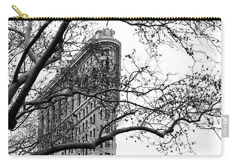 Flat Iron Zip Pouch featuring the photograph Flat Iron Through the Trees by Cate Franklyn