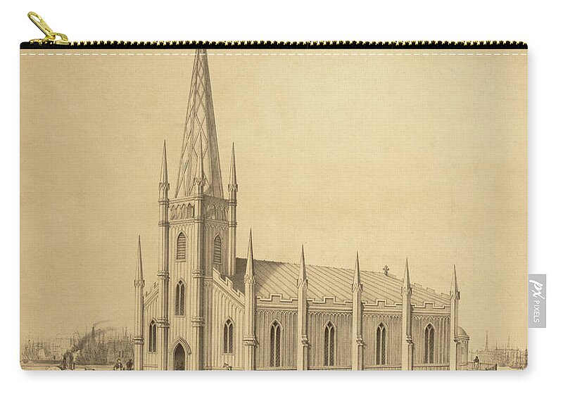Church Zip Pouch featuring the mixed media Floating Church of The Redeemer by Dennington