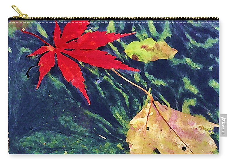 Fall Zip Pouch featuring the photograph Floating Fire by Tom Johnson