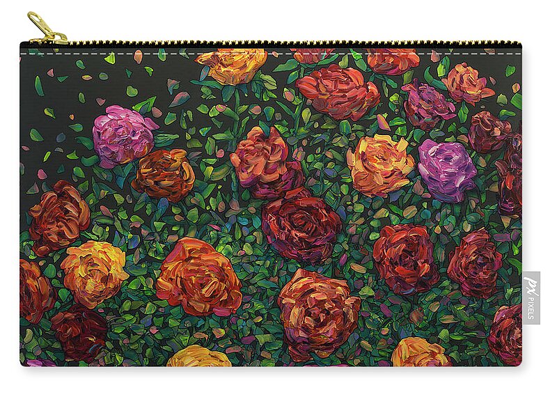 Flowers Zip Pouch featuring the painting Floral Interpretation - Roses by James W Johnson