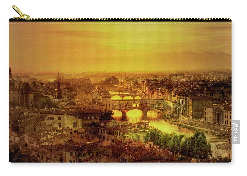 Built Structure Zip Pouch featuring the photograph Florence At Sunset by Photo Art By Mandy