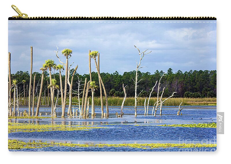 Florida Wetlands Zip Pouch featuring the photograph Florida Wetlands 3 by Felix Lai