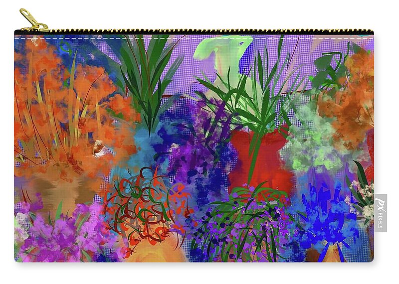 Flowers Zip Pouch featuring the digital art Flower Market Square by Sherry Killam