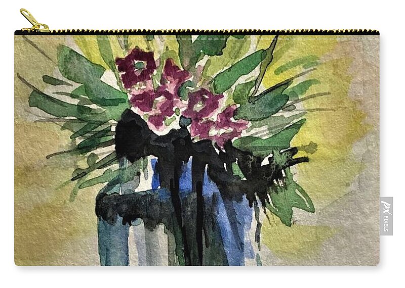 Flowers Zip Pouch featuring the painting Flowers In Vase by Julie Wittwer