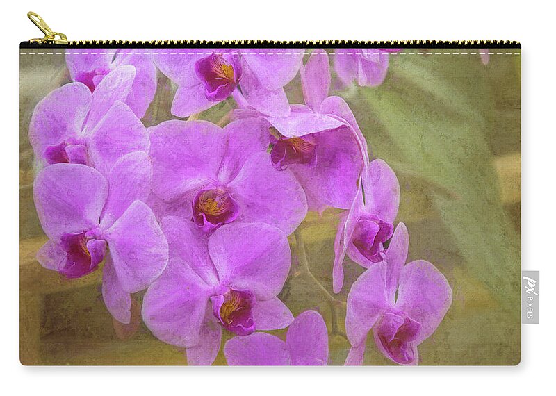 Flowing Orchids Zip Pouch featuring the photograph Flowing Orchids by Debra Martz