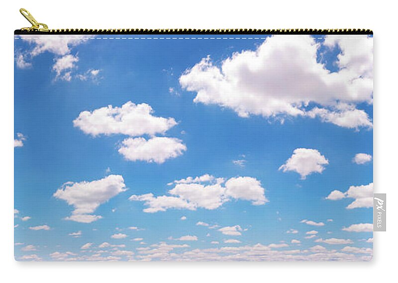 Scenics Zip Pouch featuring the photograph Fluffy Clouds & Blue Sky Panorama by Turnervisual