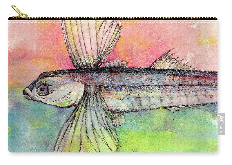 Flying Fish Carry-all Pouch featuring the pastel Flying Fish from Barbados by AnneMarie Welsh
