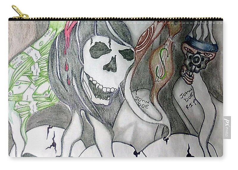 Black Art Zip Pouch featuring the drawing Foe The Love Of The Doe by Anthony Scott