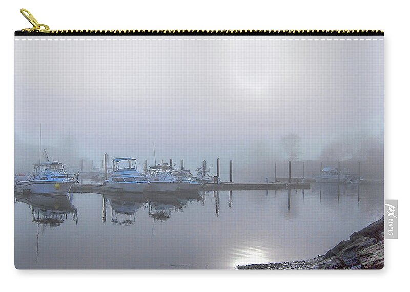 Foggy Zip Pouch featuring the photograph Foggy Day At the Marina by Cordia Murphy
