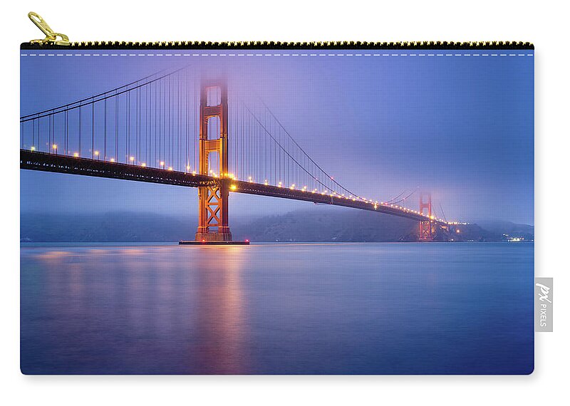 Built Structure Zip Pouch featuring the photograph Fog City Bridge by Jonathan Fleming