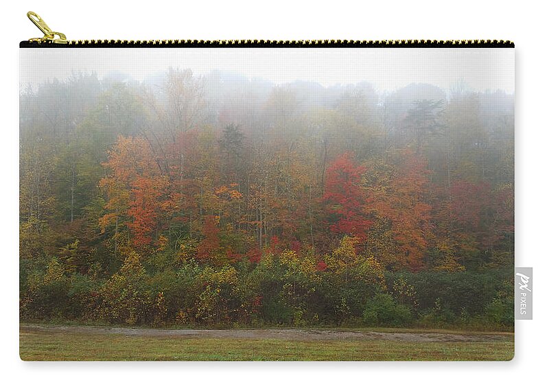 Beautiful Zip Pouch featuring the mixed media Foggy Mountain Morning by Ally White