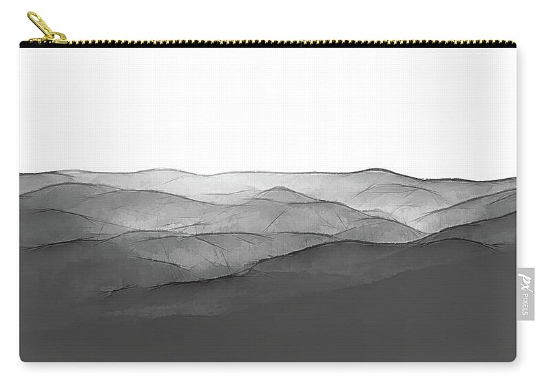 Typography Zip Pouch featuring the photograph Foggy Mountains Minimalist by Andrea Anderegg