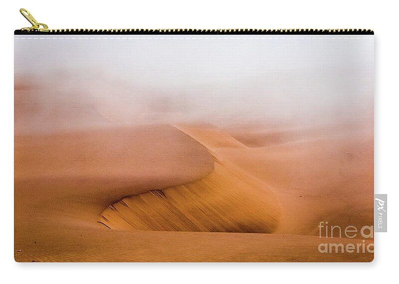 Namib Zip Pouch featuring the photograph Foggy Namib Desert by Lyl Dil Creations