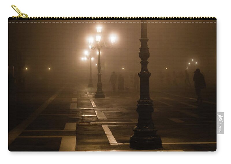 Piazza San Marco Zip Pouch featuring the photograph Foggy Piazza San Marco, Venice by Lyl Dil Creations