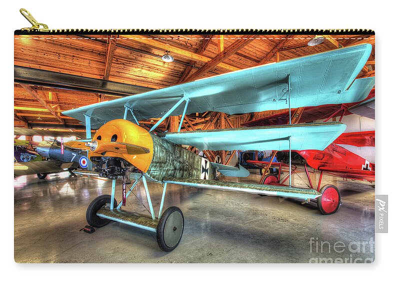 Aviation Zip Pouch featuring the photograph Fokker DR-1 Rotary Engine Triplane by Greg Hager
