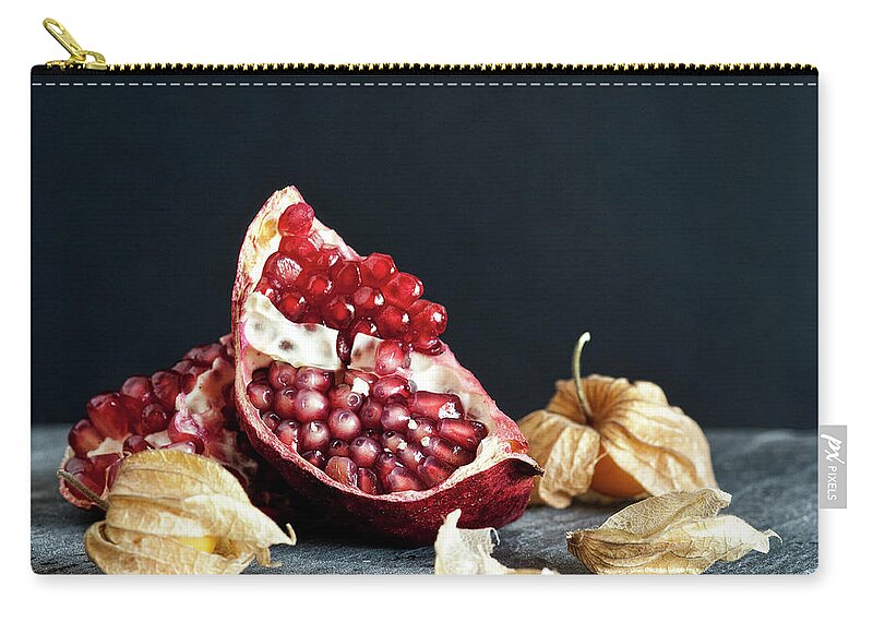 Black Background Zip Pouch featuring the photograph Food Still Life by Carlo A