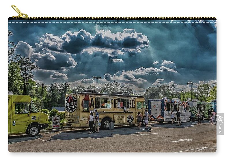 Custom Zip Pouch featuring the photograph Food Truck Lot by Darryl Brooks