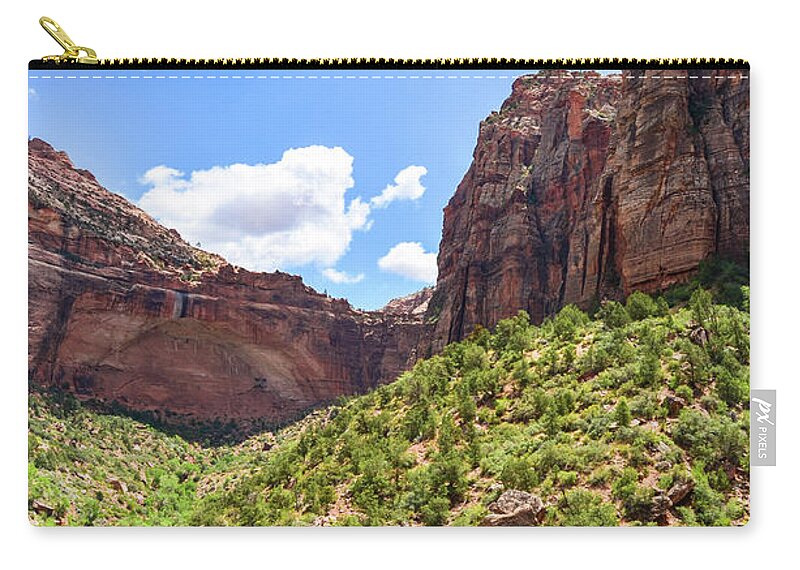 Zion Zip Pouch featuring the photograph For a Foundation a Stone by Douglas Wielfaert