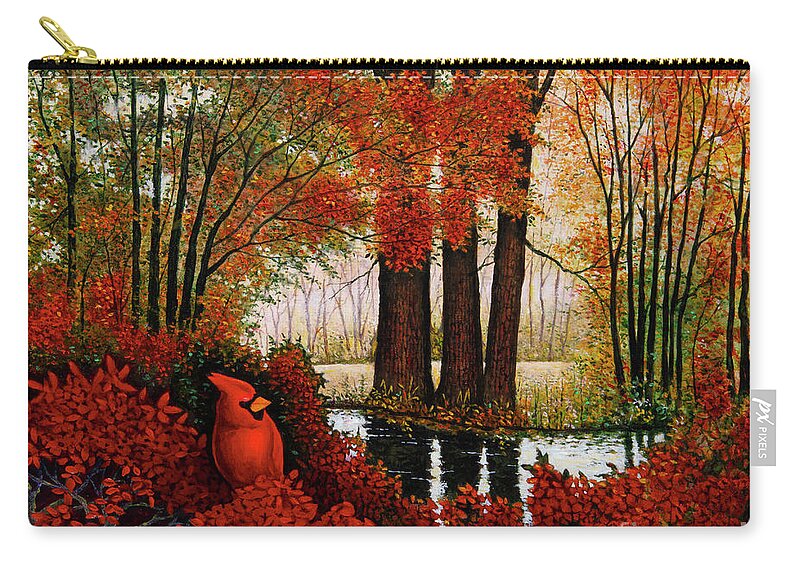 Forest Zip Pouch featuring the painting Forest Stream 3 by Michael Frank