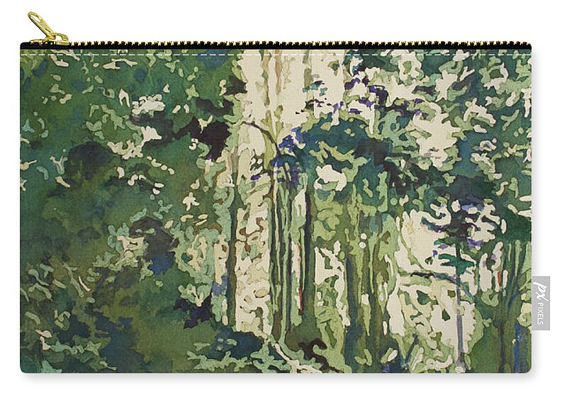 Forest Zip Pouch featuring the painting Forest Window by Jenny Armitage