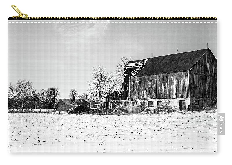 Abandoned Barn Zip Pouch featuring the photograph Abandoned barn #7 by Nick Mares